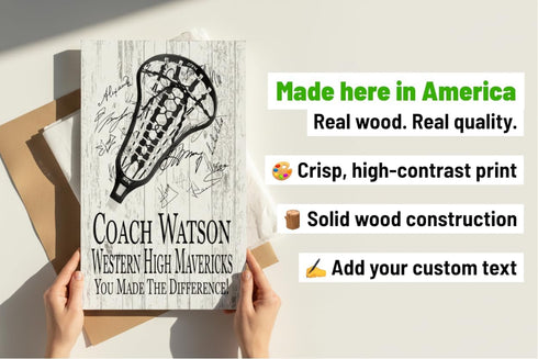 Lacrosse Coach Gift Plaque - Personalized Signable Team Award