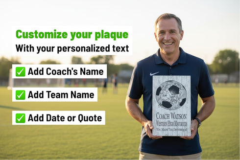 Signable Soccer Coach Gift Plaque - Team Signed Custom Wood Award