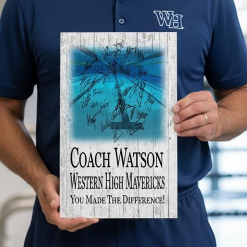 Swim Coach Gift Plaque - Personalized Signable Team Award
