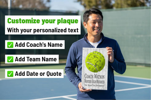 Tennis Coach Gift Plaque - Personalized Signable Custom Wood Award