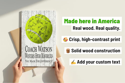 Tennis Coach Gift Plaque - Personalized Signable Custom Wood Award