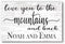 Personalized Mountain Love Sign – “Love You to the Mountains and Back” | Custom Couple’s Wall Art