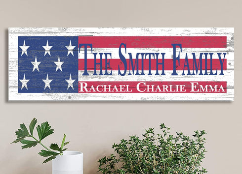 American Flag Wooden Sign with Custom Name or Text