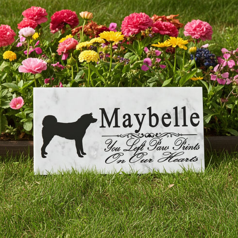 Akita Memorial Stone - Custom Personalized Marble Grave Marker