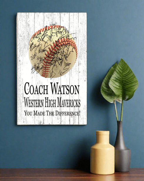Baseball Coach Gift Plaque Personalized Team SIGNABLE for Coaches