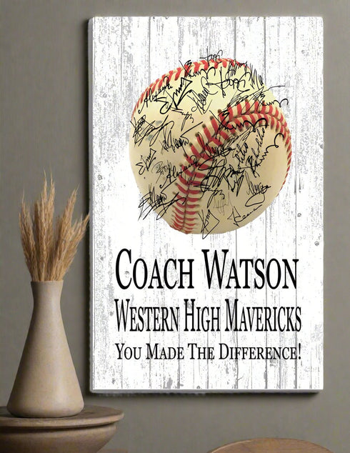 Baseball Coach Gift Plaque - Personalized and Signable by the Team