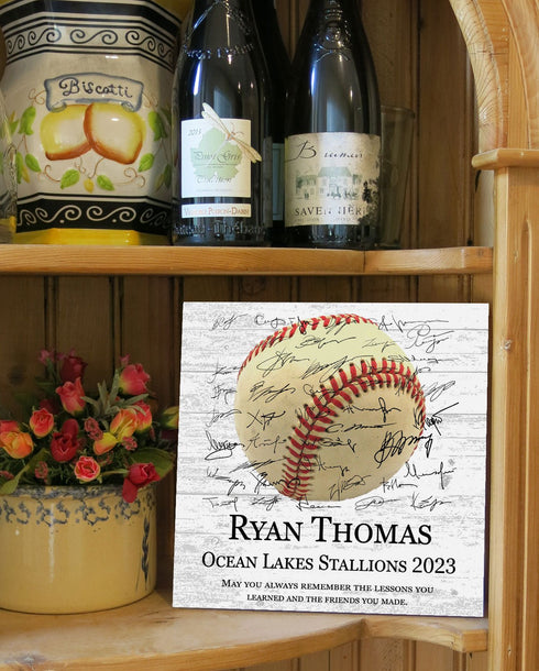 Baseball Award Plaque - Personalized Signable Player or Coach Recognition Gift