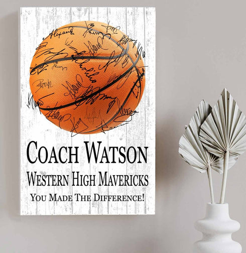 Basketball Coach Gift Plaque - Personalized Signable Team Award