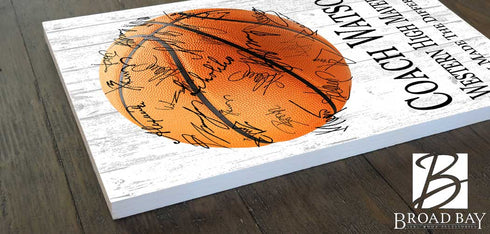 Basketball Coach Gift Plaque - Personalized Signable Team Award