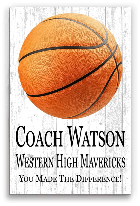 Basketball Coach Gift Plaque - Personalized Signable Team Award