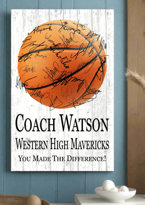 Basketball Coach Gift Plaque - Personalized Signable Team Award