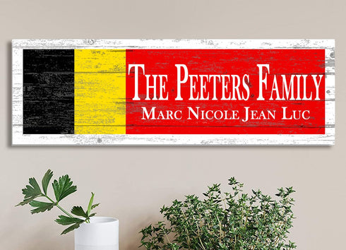 Belgium Flag Family Name Sign – Personalized Belgian Heritage Gift