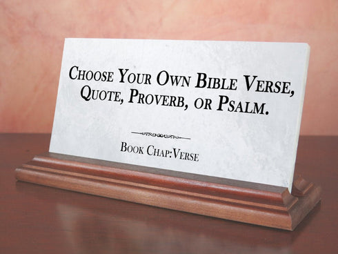 Bible Verse Marble Plaque – Custom Scripture Desk Display with Personalized Quote, Proverb, or Psalm