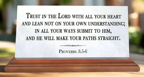 Bible Verse Marble Plaque – Custom Scripture Desk Display with Personalized Quote, Proverb, or Psalm
