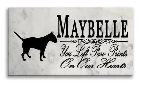 Bull Terrier Memorial Stone Plaque Personalized You Left Paw Prints On Our Hearts