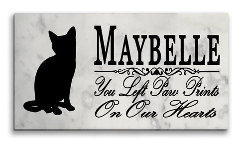 Cat Memorial Stone Plaque Personalized You Left Paw Prints On My Heart