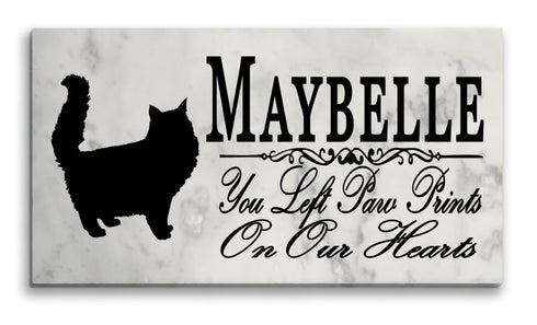Cat Memorial Stone Plaque Personalized You Left Paw Prints On My Heart