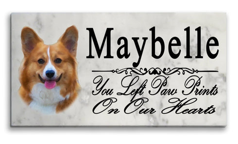 Corgi Memorial Stone - Personalized Marble Dog Grave Marker