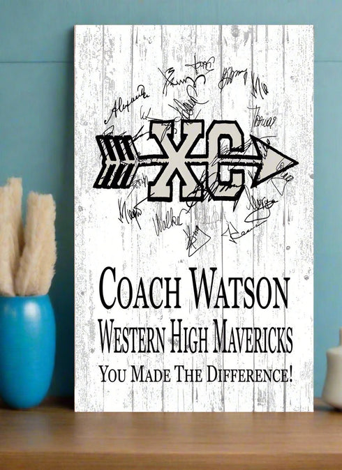Cross Country Coach Gift Plaque - Personalized and Signable By The Team
