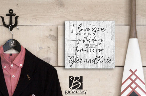 Custom Anniversary Gift Sign I Love You More Than Yesterday But Not As Much As Tomorrow