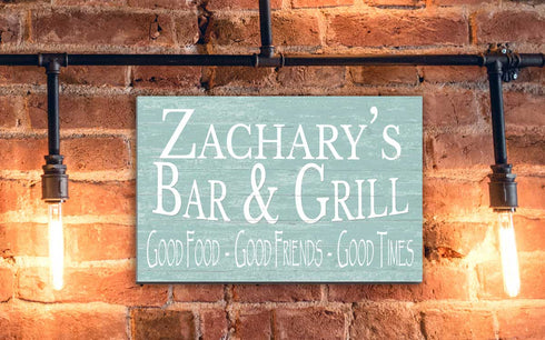 Custom Bar and Grill Sign Personalized Man Cave or Barbecue Decoration