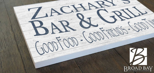 Custom Bar and Grill Sign Personalized Man Cave or Barbecue Decoration