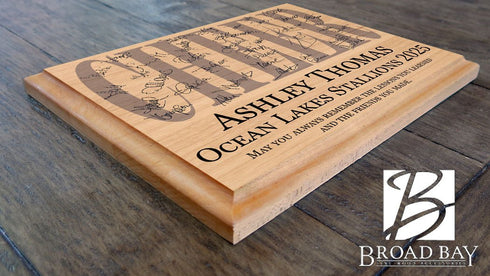 Cheer Team Award Plaque β Recognition Trophy for Players, Seniors & Coaches - Custom Signable Gift - Solid Wood