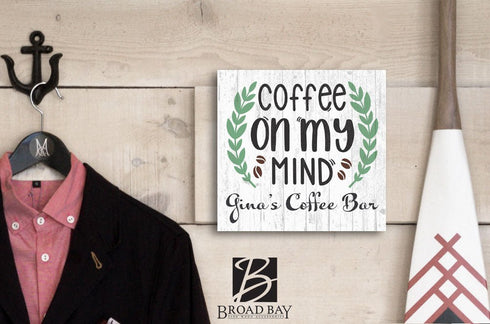 Custom Coffee Bar Sign Decoration Solid Wood Farmhouse Style Kitchen Décor