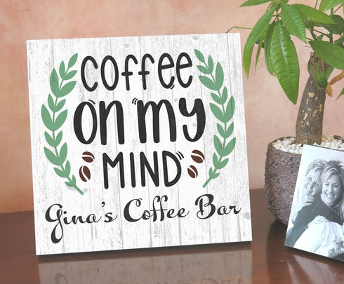 Custom Coffee Bar Sign Decoration Solid Wood Farmhouse Style Kitchen Décor