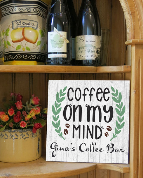 Custom Coffee Bar Sign Decoration Solid Wood Farmhouse Style Kitchen Décor