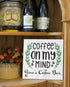 Coffee Bar Sign - Personalized Custom Name Farmhouse Style Kitchen Decor Solid Wood
