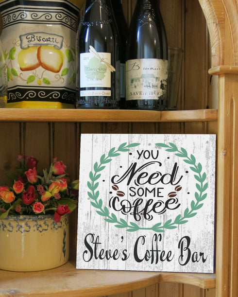 Custom Coffee Bar Sign For Kitchen or Office Personalized