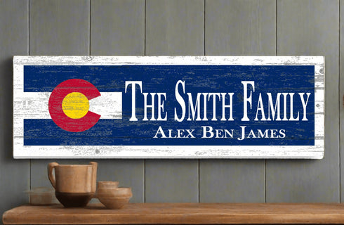 Custom Colorado Flag Sign With Family Name