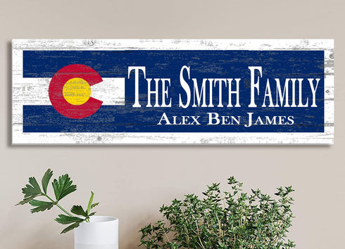 Custom Colorado Flag Sign With Family Name
