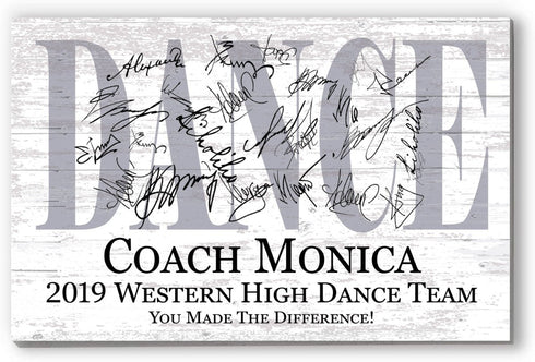 Dance Coach Gift Plaque – Personalized Signable Team Award, Recital or End-of-Year Appreciation
