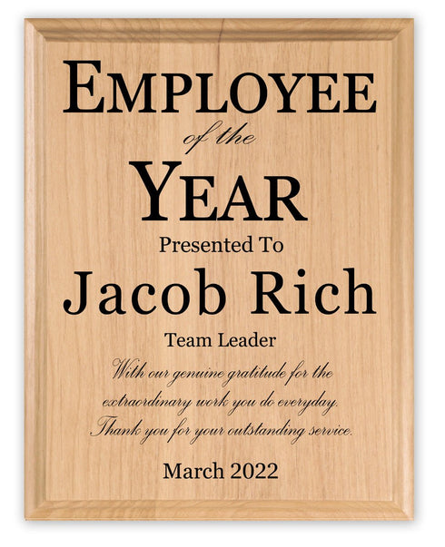 Employee of the Year Plaque – Personalized Recognition Award for Outstanding Team Members