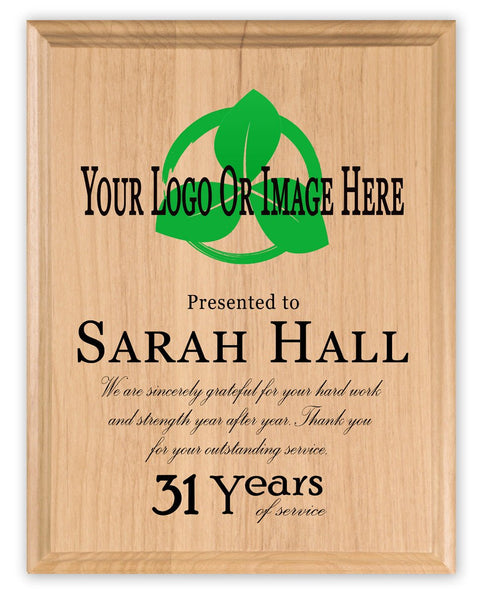 Personalized Years of Service Award Plaque – Custom Logo Appreciation Gift - Business or Government Agency