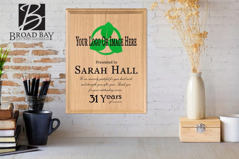 Personalized Years of Service Award Plaque – Custom Logo Appreciation Gift - Business or Government Agency