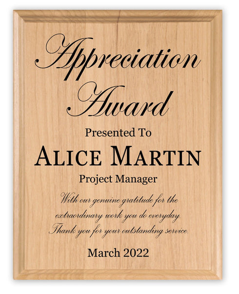 Appreciation Award Plaque – Personalized Recognition Gift for Employees