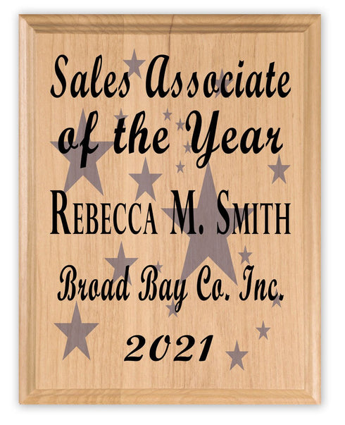 Sales Associate of the Year Plaque – Personalized Employee Recognition Award with Silver Stars
