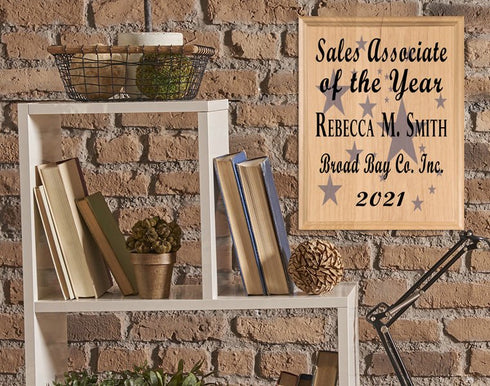 Sales Associate of the Year Plaque – Personalized Employee Recognition Award with Silver Stars