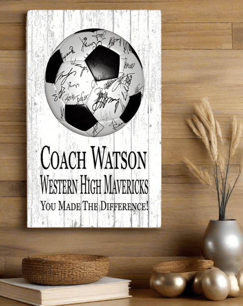 Signable Soccer Coach Gift Plaque - Team Signed Custom Wood Award