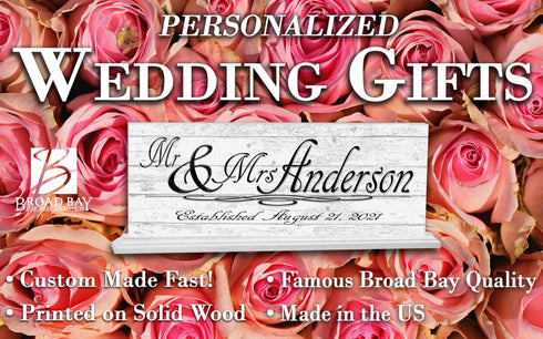 Customized Wedding Gift Sign Mr. & Mrs. With Name and Established Date