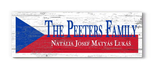 Czech Flag Family Name Sign – Personalized Czech Heritage Wall Art