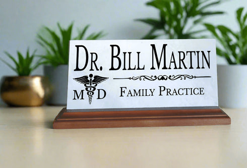 Medical Doctor Nameplate Gift - Marble Physician Desk Name Plate - Solid Marble