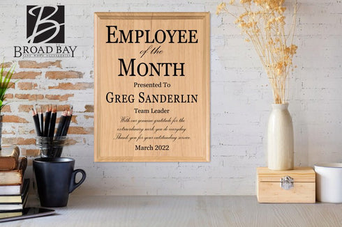 Employee of the Month Plaque – Personalized Monthly Recognition Award