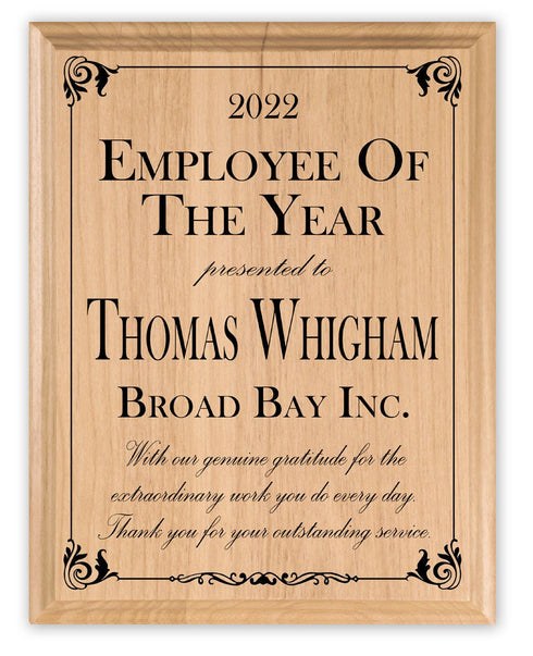 Employee of the Year Plaque – Personalized Recognition Award for Outstanding Team Members