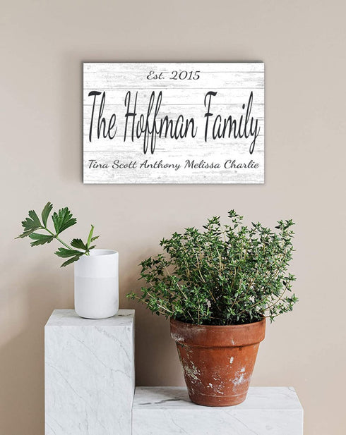 Family Established Sign Personalized with Names and Est Date