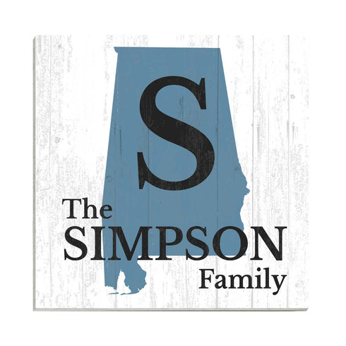 Family Name Sign Home State Custom - Select Your State - 10.5in x 10.5in