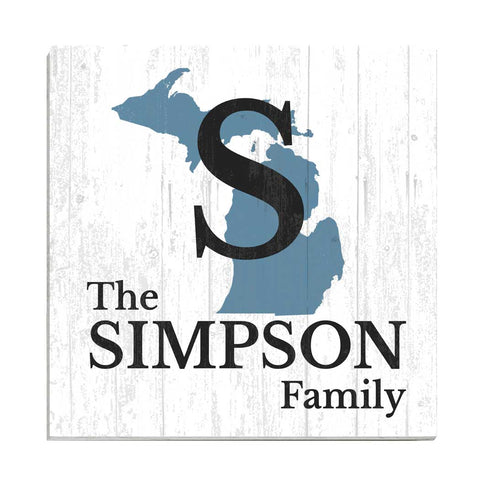 Family Name Sign Home State Custom - Select Your State - 10.5in x 10.5in